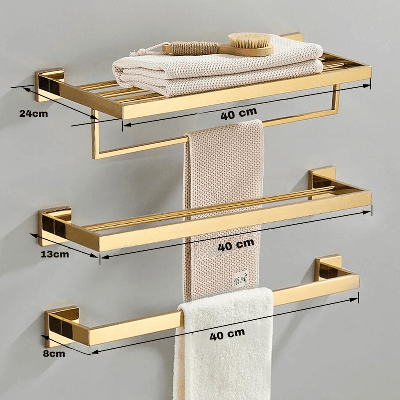 Acessórios Para Banheiro Luxury Gold Brilhante Em Aço Inoxidável