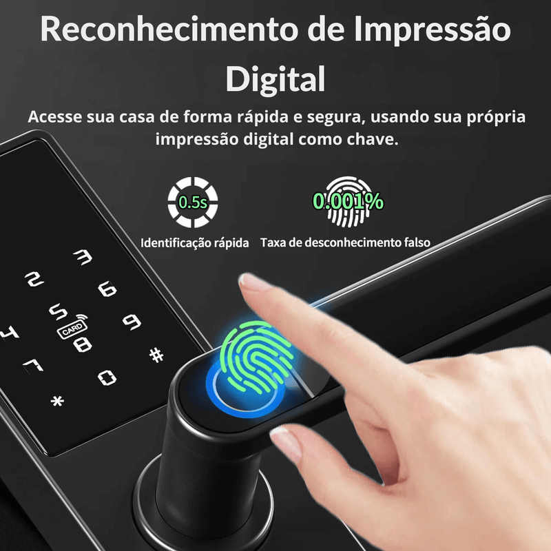 Fechadura Eletrônica Inteligente Digital Smart Tuya com Biometria, Wi-Fi