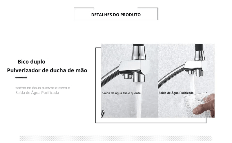 Torneira Gourmet Para Coznha Com Filtro Monocomando Quente e Fria Elegance Arc