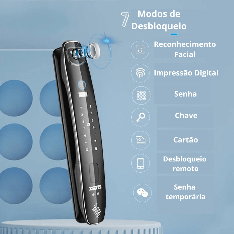 Fechadura Eletrônica Inteligente Reconhecimento Facial 3D Biométrica WiFi Digital - APP Eques