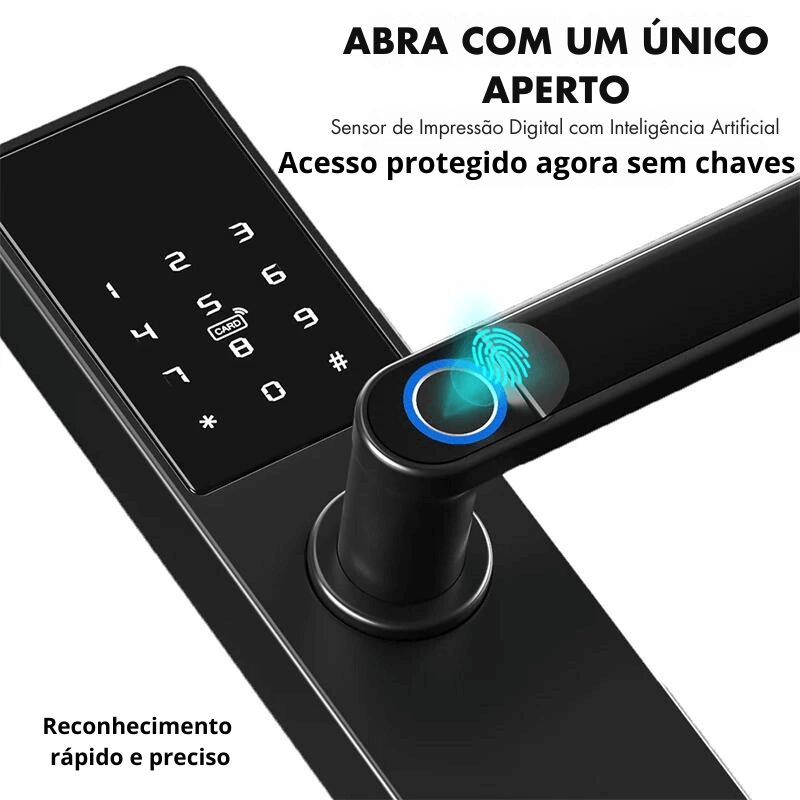 Fechadura Eletrônica Inteligente Digital Smart Tuya com Biometria, Wi-Fi