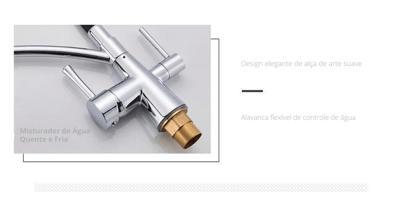 Torneira Gourmet Para Coznha Com Filtro Monocomando Quente e Fria Elegance Arc
