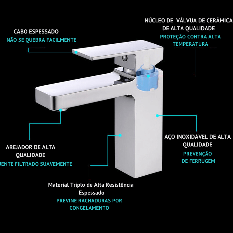 Torneira Para Banheiro AquaClassic Monocomando Quente e Fria Cuba Alta