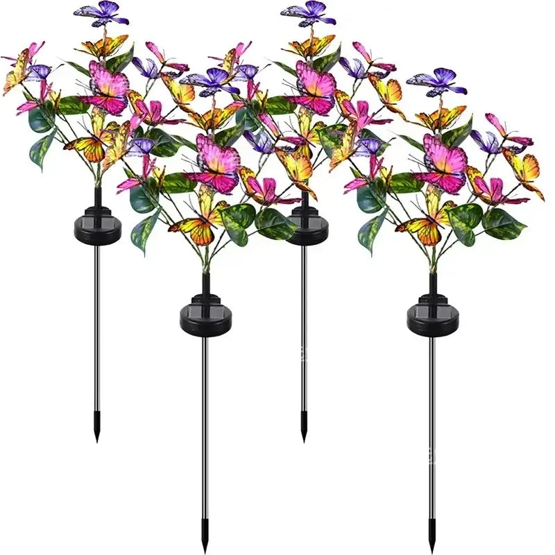 Luminária de Led Solar À Prova D'Água  Borboletas e Flores