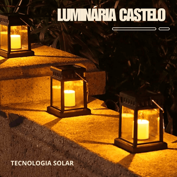 Luminária Para Jardim Solar Retrô Externa Castelo