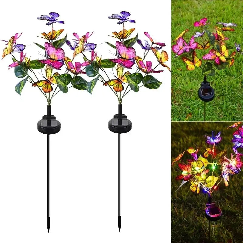 Luminária de Led Solar À Prova D'Água  Borboletas e Flores