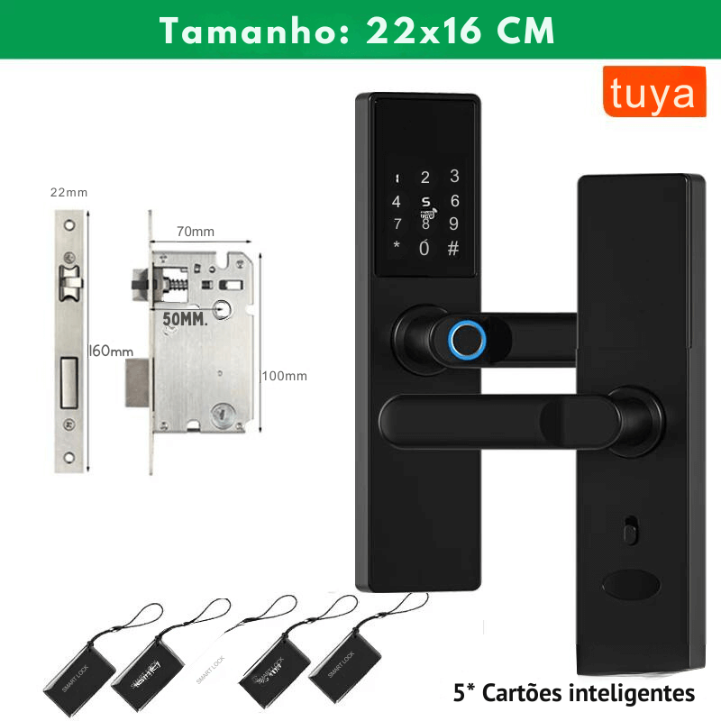 Fechadura Eletrônica Inteligente Digital Smart Tuya com Biometria, Wi-Fi