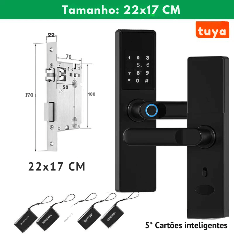 Fechadura Eletrônica Inteligente Digital Smart Tuya com Biometria, Wi-Fi