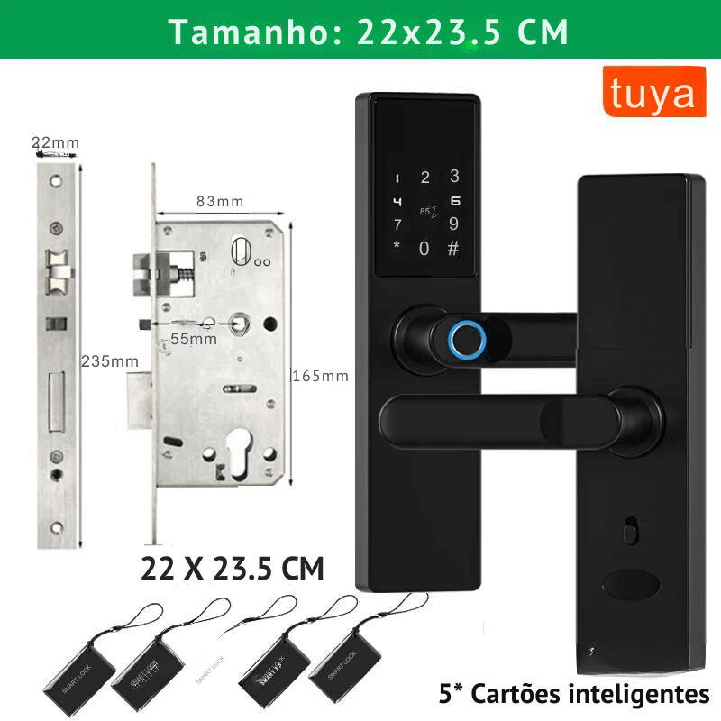 Fechadura Eletrônica Inteligente Digital Smart Tuya com Biometria, Wi-Fi