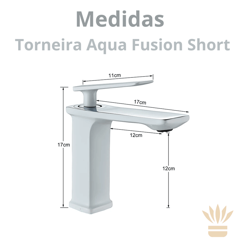Torneira Para Banheiro Aqua Fusion Short  Quente e Fria Monocomando Cuba Baixa
