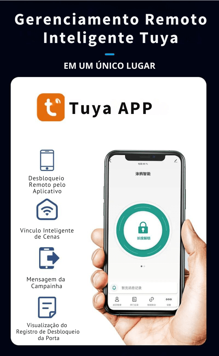 Fechadura Eletronica Inteligente Com Reconhecimento Facial 3D Tuya Smart Biométrica