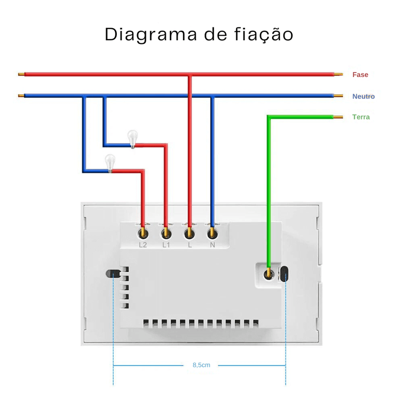 Interruptor c/ Tomada Smart Wi-Touch e Comando de Voz Tuya - Compatível com Alexa e Google Home