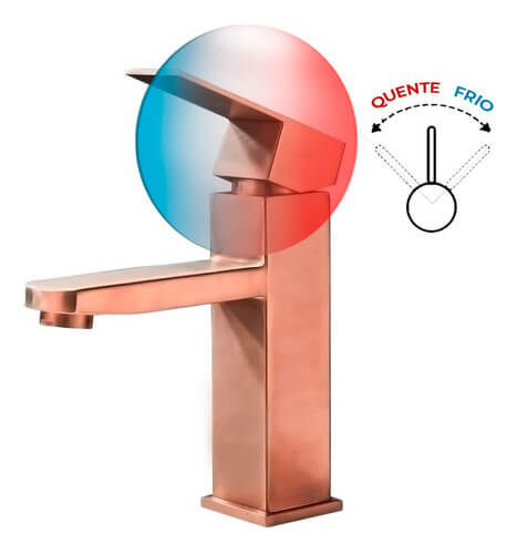 Torneira para Banheiro AquaRose Luxo Misturador Quente e Fria Monocomando Rose Gold