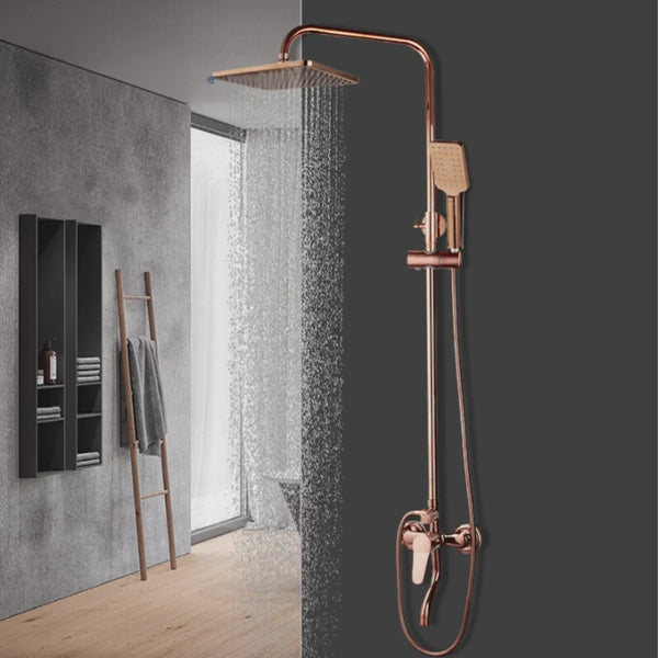 Chuveiro Rose Gold Shower Completo Modelo Coluna Misturador Monocomando